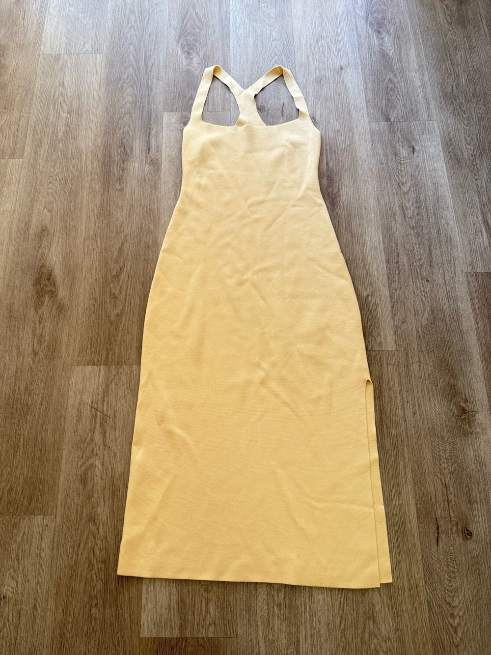 cult gaia coletta butter yellow knit fitted midi dress size large - Picture 5 of 9